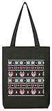  lustiges Weihnachtsgeschenk Premium Bio Baumwoll Tote Bag Jutebeutel Stanley Stella Ugly Christmas Sweater Fox, Größe: onesize,Black