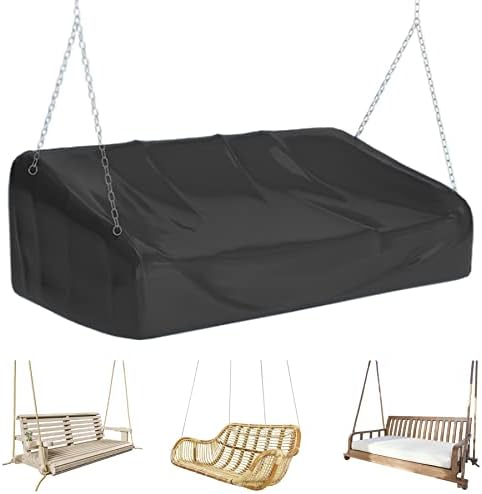 Schleuder Porch Swing Cover, Hanging Porch Swing Cover Waterproof, Outdoor Hanging Swing Cover, Cover for Porch Hanging Swing - Black (61 * 28 * 28/20inch)