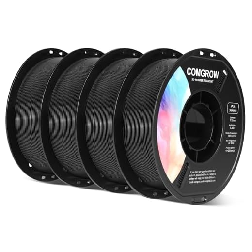 Comgrow PLA 3D Printer Filament, 3D Printer PLA Filament 1.75mm, Dimensional Accuracy +/- 0.02 mm, 4 Rolls of 1KG Spool PLA Black