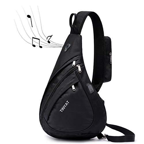 Preisvergleich Produktbild TINYAT Aktualisierung zur Erweiterung der USB-Schnittstelle Schultertasche Crossbody Verstellbare Brusttasche, Wanderrucksack Sport-Fahrradrucksack Geeignet für die Arbeit von Schülern oder für dT509