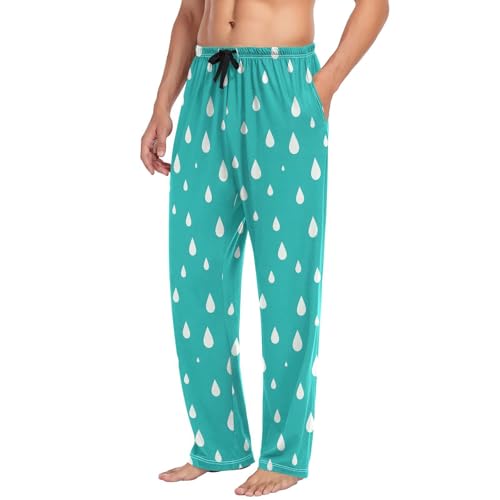 Men’s Raindrops Pattern Pajama Pants with Pockets, Comfortable Lounge Sleep Bottoms#2654
