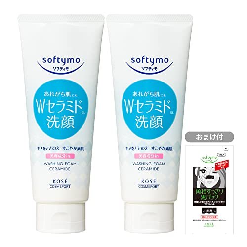 KOSE Softymo Facial Cleansing Foam (Ceramide) 5.3 oz (150 g) Set of 2 Bonus Included