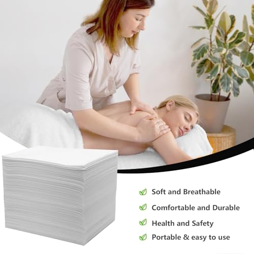 100 Stück Einweg Massageliegen Auflage, 80 x 180cm Einmal Bettwäsche, Massageliege Bezug Vliesstoff, Einweg Bettlaken für Spa, Salon, Hautfreundliche Einweg Massagetisch Bettlaken(weiß)