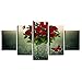 Produktbild Leinwand Wandmalereien Dekoration Kunst Leinwandbild 5 Stück Roter Schmetterling Und Rote Rose Blume Bundle Landschaft Modulare Drucke Poster-16X24/32/40 Zoll-Ohne Rahmen