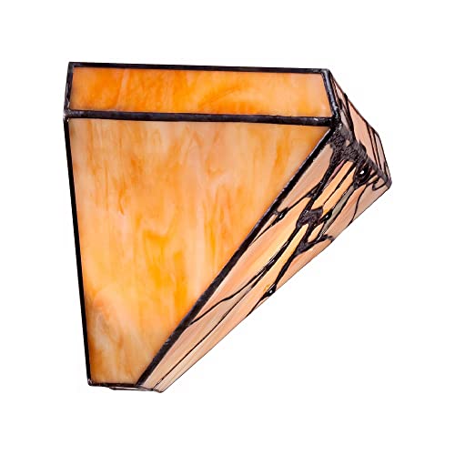 Robert Louis Tiffany Budding Branch Tiffany Style Wall Light Sconces Set Of 2 Copper Amber Art Glass Hardwired 14" Fixture For Bedroom Bathroom Vanity Living Family Room Home Hallway Dining House #TOP4