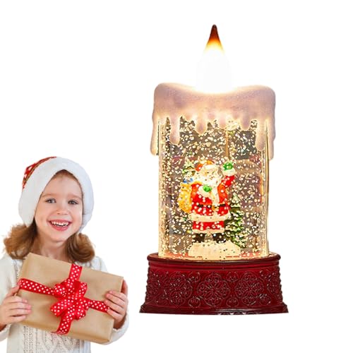 Farol de Navidad de resina con bola de nieve y vela de diseño clásico 2