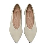 Semwiss Women's Ballet Flats Comfortable Casual Dressy Shoes,Work Flats Office Shoes Pointed Toe Leopard Flats Beige Size 7.5