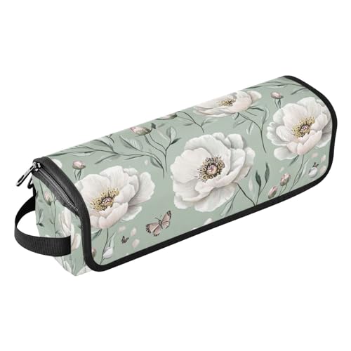 Bolso de viaje blanco para herramientas de cabello con estera resistente al calor para planchas, rizadores y secadores