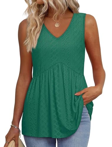Image of OFEEFAN Womens Tank Tops 2025 Flowy Peplum Tops for Women Dressy Sleeveless V Neck Babydoll Tank Tops