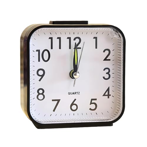 Silent Alarm Clocks Bedside, Non Ticking Table Clocks Battery Powered Analog Alarm Clock, Large Display Snooze Night Light Clocks Small Loud Alarm Luminous Travel Alarm Clock for Deep Sleeper, Black