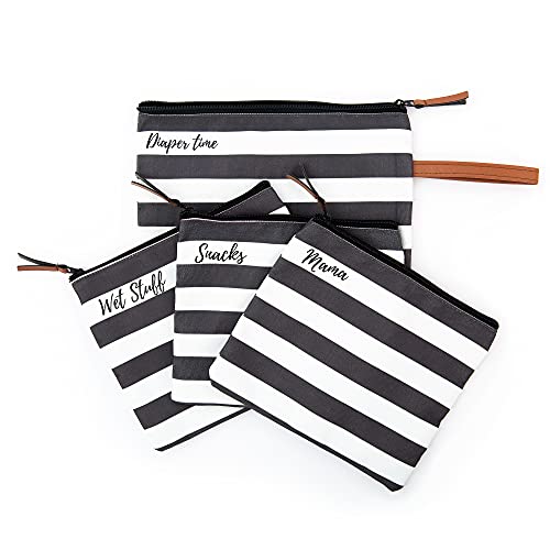 Image of Diaper Bag Organizer Insert - Set of 4 Labeled Pouches - Waterproof Packing Cubes with Wet Bag