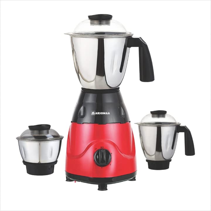 Metalo Mixer Grinder Power Pro 750-Watt, The Ultimate Mixer Grinder with 3 Jars, Stainless Steel Blades, and 24 Months Warranty (Red)