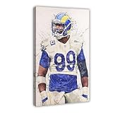 Jamjum Sports Star Poster Aaron Donald Canvas Poster Frame:12x18inch(30x45cm)