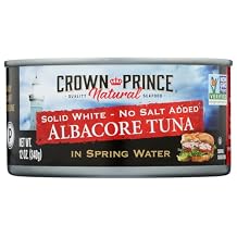 Crown Prince Albacore Tuna, Spring Water, No Salt 12.0 OZ Pack of 6