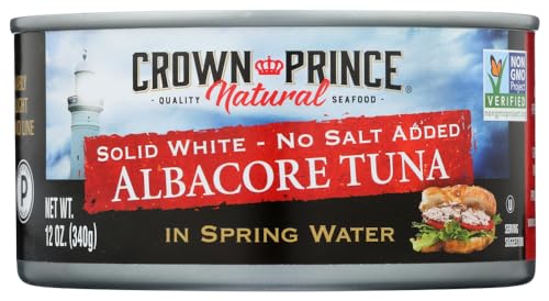 Crown Prince Albacore Tuna, Spring Water, No Salt 12.0 OZ (Pack of 6)