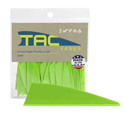 TAC Vanes Driver High Profile 2.25" Arrow Vanes, Green 100 Pack, Archery Fletching Vanes for Arrows, Durable Bonding Design, Built for Stable Flight in Hunting & Target Shooting