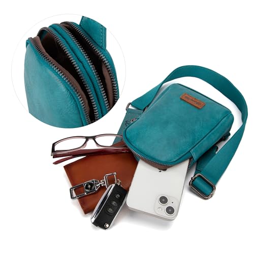 Image of Wrangler Small Sling Bag for Women, Leather Crossbody Bags Cross Body Purse Fanny Packs with Adjustable Strap for Gift