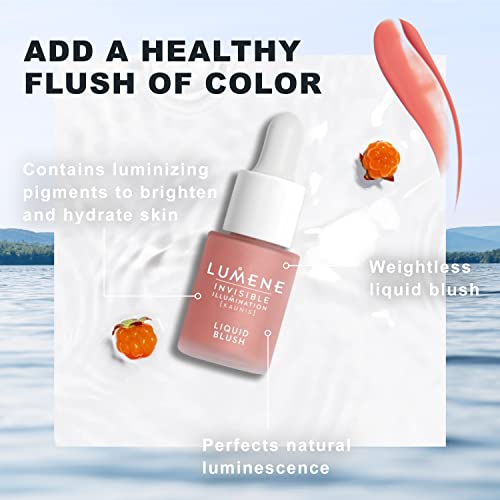 Lumene Invisible Illumination Liquid Blush Pink Blossom - Dewy Makeup Cheek Tint With Luminizing Pigments For Hydrated Glowing Skin - Weightless Liquid Blush For Cheeks (0.5 Fl Oz) #TOP3