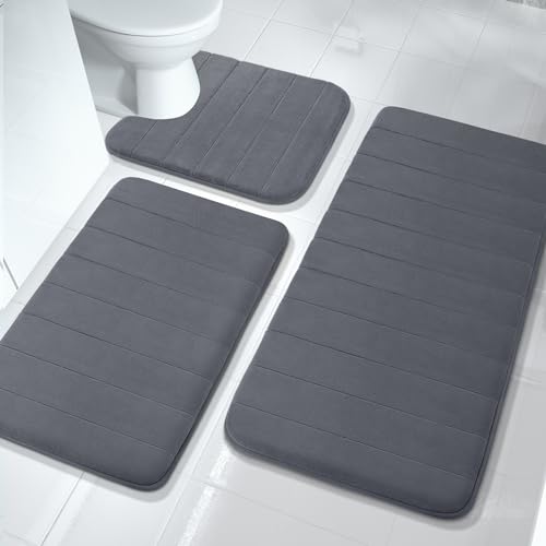 Yimobra 3-teiliges Badematten-Set, Memory-Schaum, 44,1 x 24 + 31,5 x 19,8 und U-Form für...