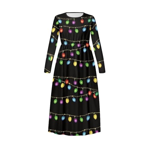 RMMEIYUE Girls Long Sleeve Dress Stretch Casual Swing Dresses Twirly A-line Skater Dress for Holiday Party 5-14 Years4