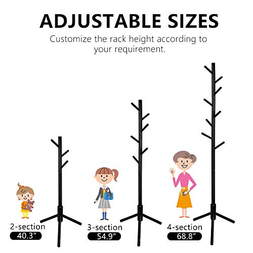 image for Alotpower Wooden Tree Coat Rack Stand, 3 Adjustable Sizes, 8 Hooks - S