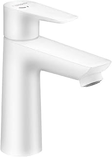 hansgrohe Wasserhahn Talis E CoolStart (Armatur mit Auslauf Höhe 110 mm), Einhebel-Waschtischmischer ohne Ablaufgarnitur, Mattweiß
