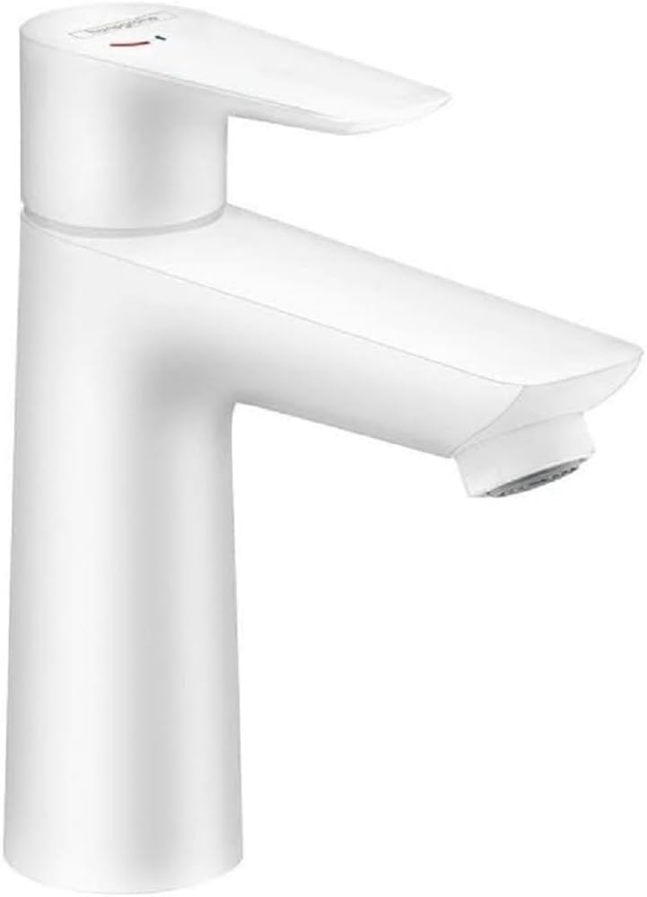 hansgrohe Wasserhahn Talis E CoolStart (Armatur mit Auslauf Höhe 110 mm), Einhebel-Waschtischmischer ohne Ablaufgarnitur, Mattweiß