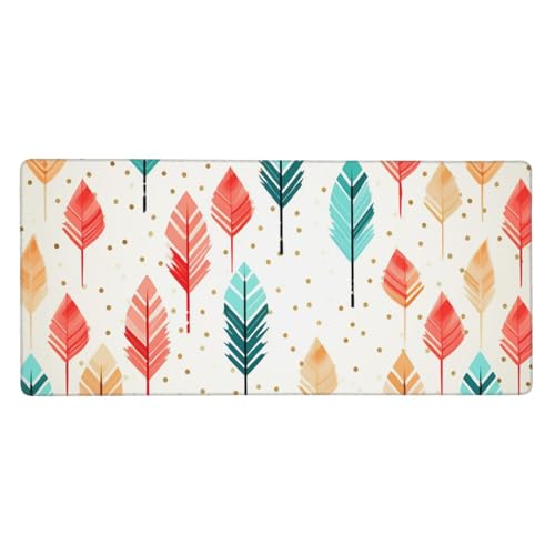 Tapis de souris de jeu XXL 40x90cm corail et bleu sarcelle antidérapant pour bureau