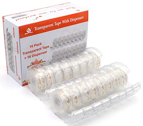 Ruban adhésif transparent BOMEI PACK lot de 16 rouleaux avec distributeur pour bureau