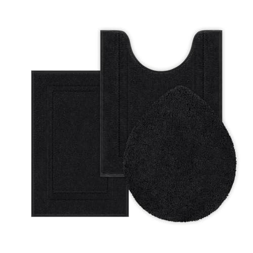 SHACOS Bathroom Rugs Sets 3 Piece with Toilet Lid Cover