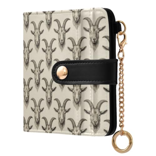 Image of Wudan Grey Goat Head Sketch Print PU Leather Wallet one size