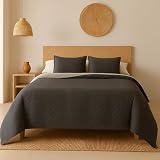 Acomoda Textil - Colcha Bouti Reversible Termosellada + Funda de Cojín 50x70 cm para Dormitorio. Cubrecama, Ligero, Versátil e Ideal para Cualquier Época del Año. (Gris, Cama 150 cm)