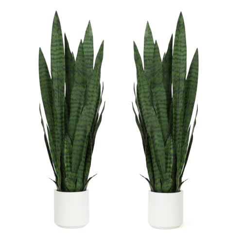 ATZXVIM Artificial Solid Green Snake Plant