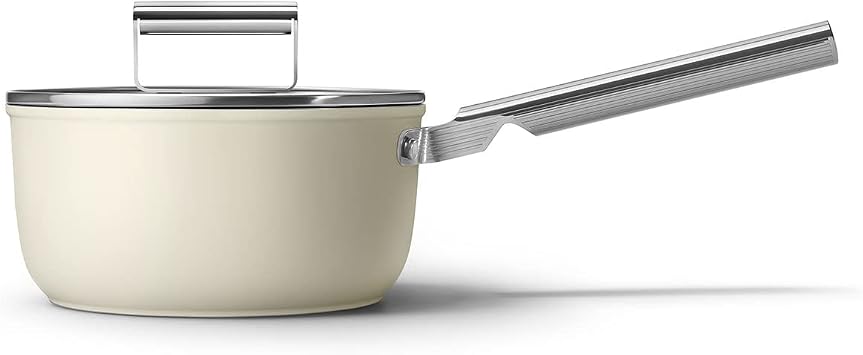 SMEG 6 PC Cookware Set, Cream, 3 QT Sauce pan with lid, 5 QT Casserole with lid, 9.5 Frypan, 11 Frypan Made in Italy
