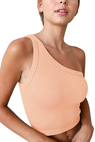 NIKIBIKI Women Seamless Vintage One Shoulder Crop Top, One Size