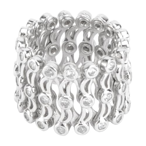 Bracelet à bague rétractable en strass argentés pour femme