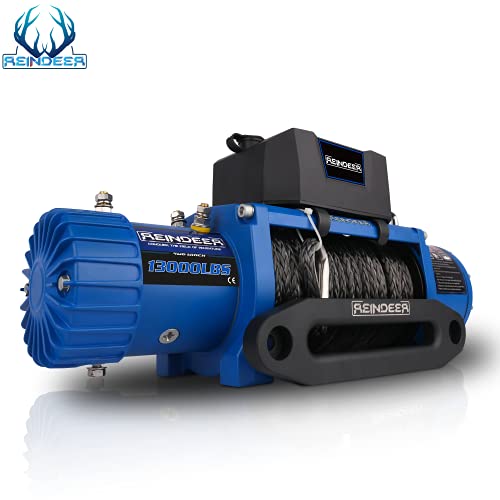 REINDEER Novo Guincho 12V 13000 Lb Capacidade De Carga Guincho Elétrico Corda Sintética Com Hawse Fa