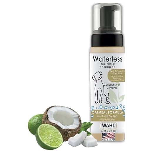 Wahl Pet Friendly Waterless No Rinse Shampoo for Animals – Oatmeal & Coconut Lime Verbena for Cleaning, Conditioning, Detangling & Moisturizing Dogs, Cats & Horses – 7.1 Oz - Model 820015A