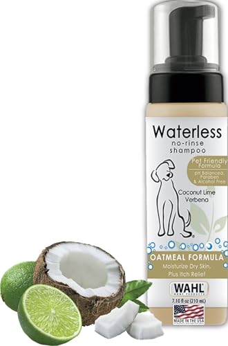 Wahl Waterless No Rinse Shampoo for Animals, Coconut Lime Verbena, 7.1 oz