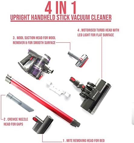 Belaco CVC111BEL 4-in-1 Cordless Upright Handheld Stick Vacuum Cleaner Hoover Rechargeable Lithium-Ion Battery 150W 22.2V with Wall Bracket