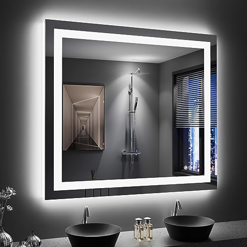 LOAAO 44"X36" LED Mirror for Bathroom, Lighted Bathroom Mirror with Lights, Anti-Fog, Dimmable, Memory Function, Easy to Install, Clear Reflection