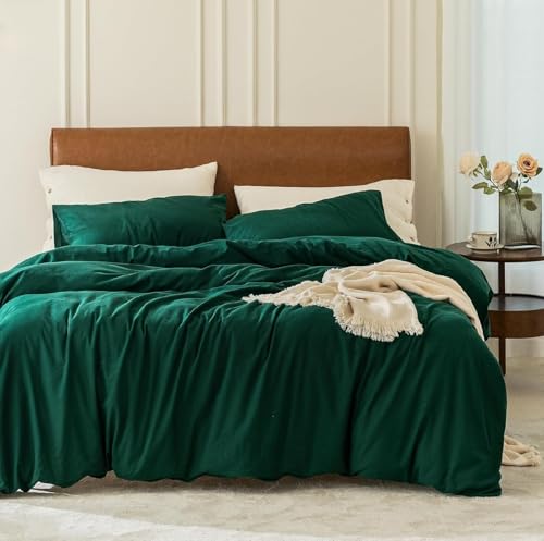 100% Cotton Duvet Cover King Size Emerald Green Winter Warm