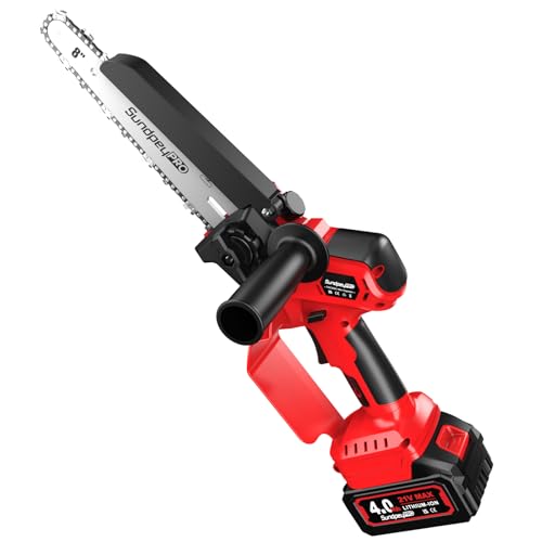 SundpeyPRO Mini Chainsaw Cordless 8 & 6-Inch - Brushless Battery Chainsaw with 2×4000mAh Batteries, Electric Handheld Saws to Cut Wood and Garden Branches with Automatic Oiler and Adjustable Chain