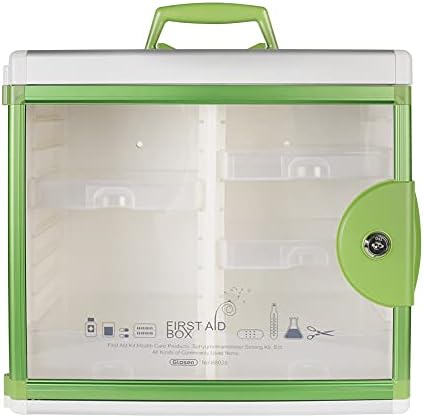 Glosen Locking Medicine Cabinet Wall Mounted and Portable Storage Container Big Capacity Green