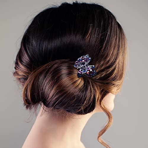 WSERE 6 Pack Vintage Mini Hair Jaw Clips Metal Rhinestone Butterfly Hair Claw Clips Crystal Small Claw Hair Clips for Women Girls Thin/Thick Hair Styling, Non Slip Cute Decorative Shiny Hair Clamps - Thumbnail 4