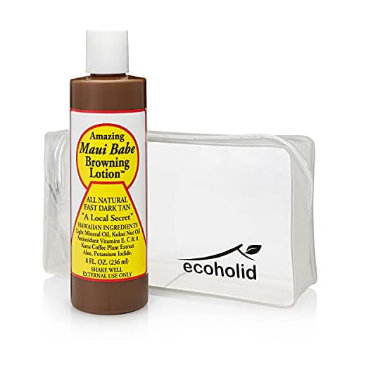 Maui Babe Browning Lotion 8oz with Ecoholid Travel Bag – Suntan Lotion for Outdoor or Indoor Tanning Bed (1 Pack)