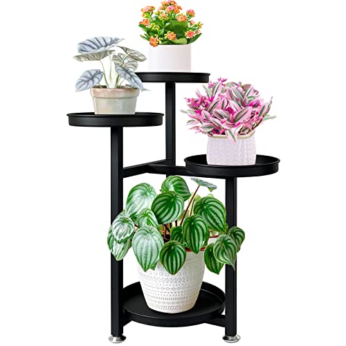 Plant Stand Indoor Plant Shelf 24 Inches In Height Metal Plant Stands For Indoor Plants Multiple 4 Tier 4 Potted Plant Holder For Garden Balcony Living Room Black #TOP4