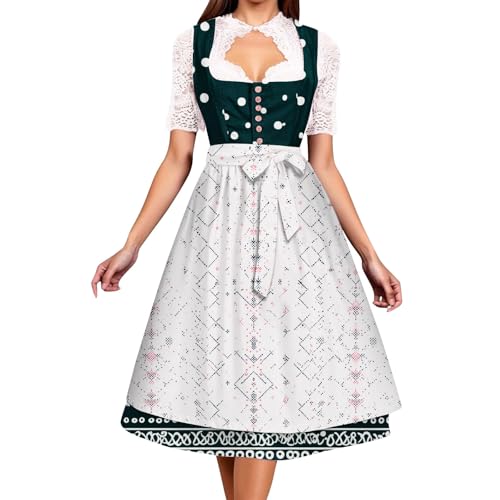 Robe midi Dirndl pour femme tenue festive grande taille avec blouse et tablier dentelle