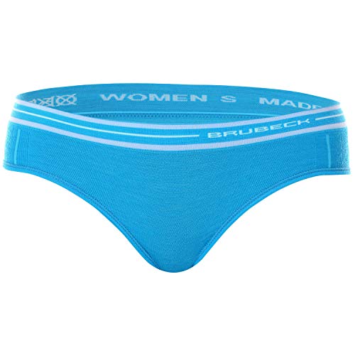Preisvergleich Produktbild BRUBECK Damen Hipster Unterwäsche / Fitness Slips Seamless / Merino Slip für Frauen / Funktionswäsche Laufen I Womens Underwear I Joggen I 37% Merinowolle / Gr. XL, Hellblau I HI10190