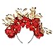 June Bloomy Day of the Dead Headpiece La Catrina Flower Headband Halloween Costume Halo Crown(Dark Red)